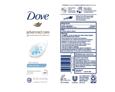 Doveclearmineralsdrysprayapdeoae (Dove Advanced Care Dry Spray Clear Minerals 48h Antiperspirant Deodorant)